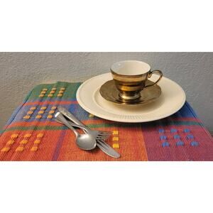Cotton Table Placemats Set of 6 Heavy Woven Ribbed Kitchen Table Mats Multicolor
